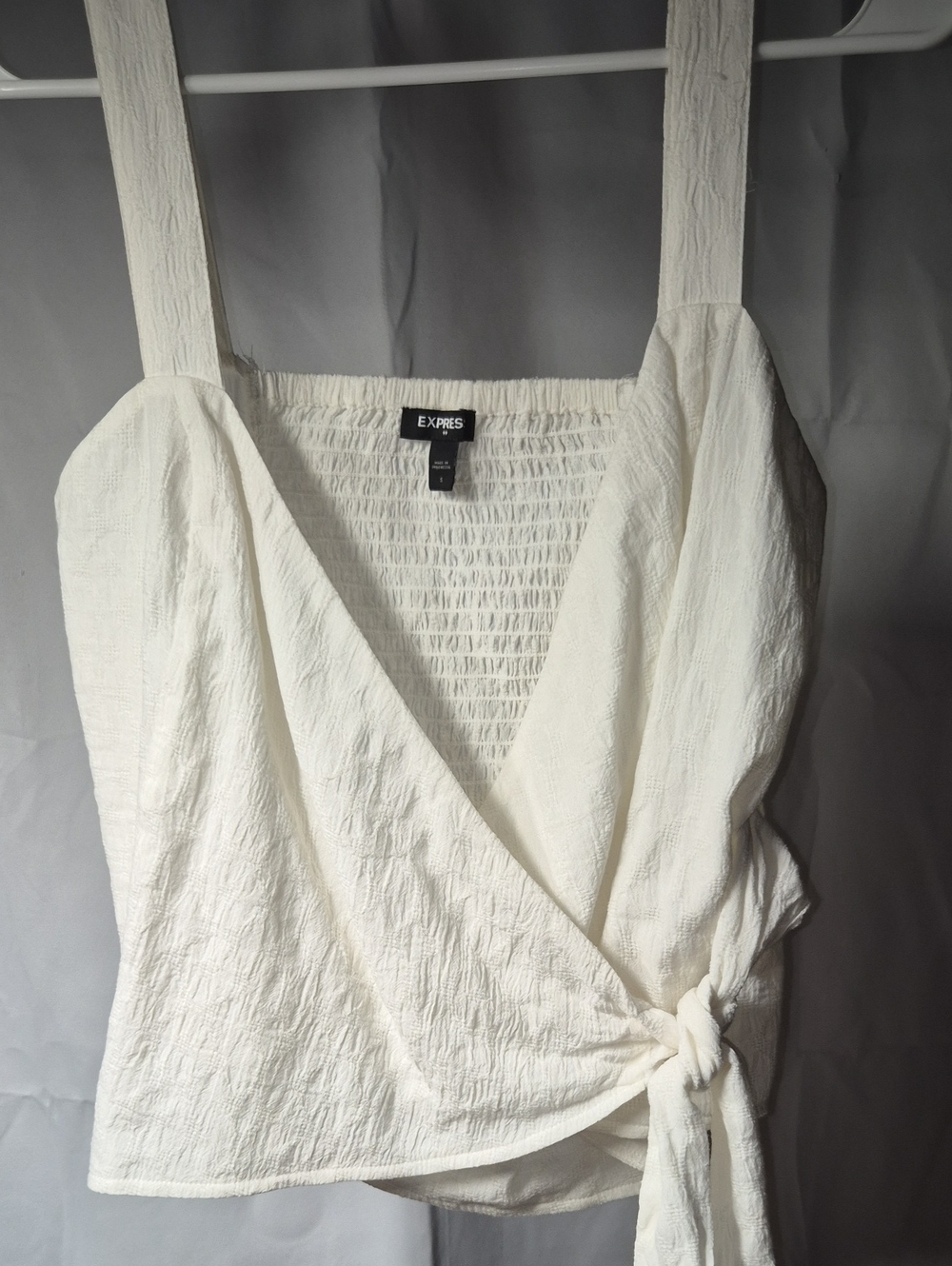 Express White Wrap-Front Tank with Side Tie